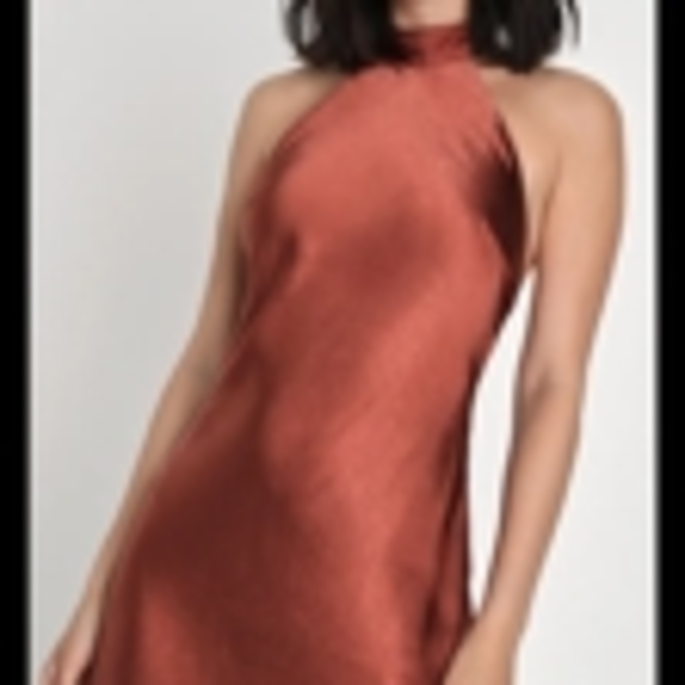 Sleek Halter Neck Dress in Rust